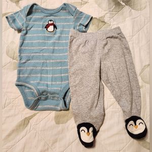 Carter's penguin 2 piece set 3 months